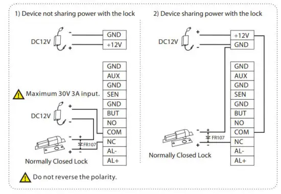 ZKTeco ProFace X Body Temperature and Facial Recognition - Lock Relay Connection