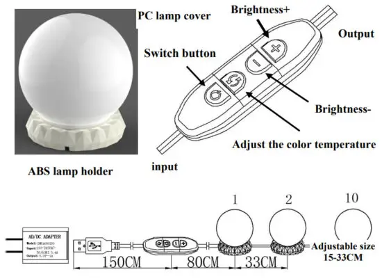 WISDOM JQD-001 Vanity Mirror Lights - figure 1