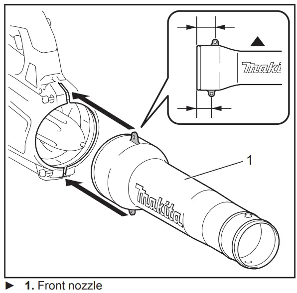 Makita Cordless Blower -attach the front nozzle
