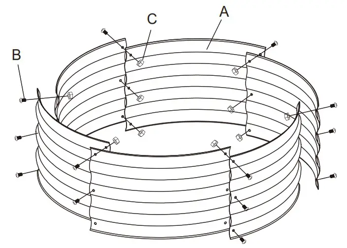 Kotulas WHPL431 36 Inch Galvanized Round Raised Garden Bed - PACKAGE CONTENTS