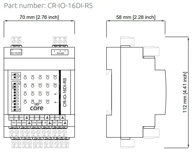 innon Core IO CR IO 16DI 16 Point Modbus Input or Output Module - 12
