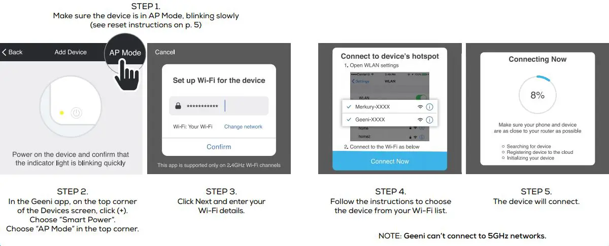 geeni Smart Wi-Fi Plug - Add device. Method 2 Backup AP Mode