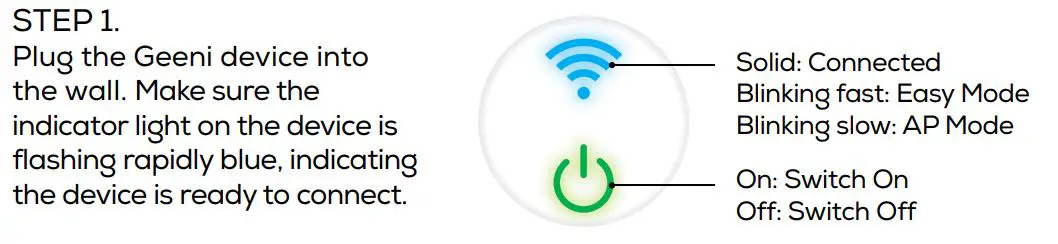 geeni Smart Wi-Fi Plug - indicator light on the device