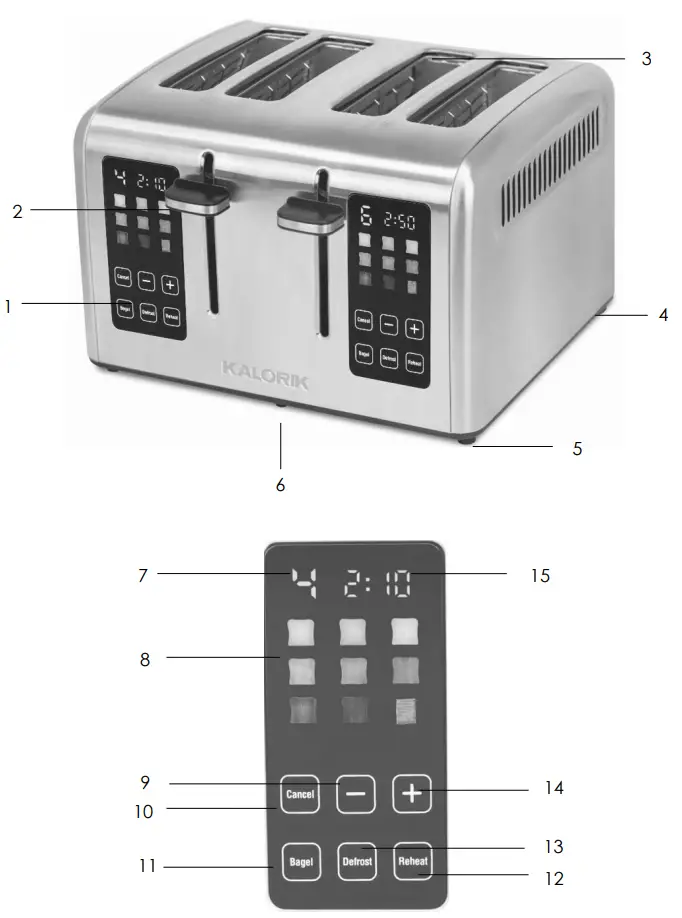 KALORIK 4-SLICE Digital Toaster Overview