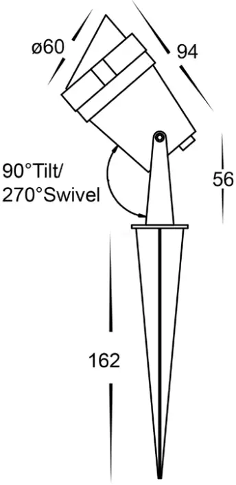 havit HV1428W Spitze Black 3w LED Garden Spike Light - Dimensions