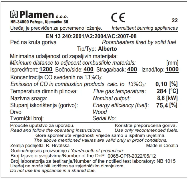 Plamen Alberto Cast Iron Stove-FIG2