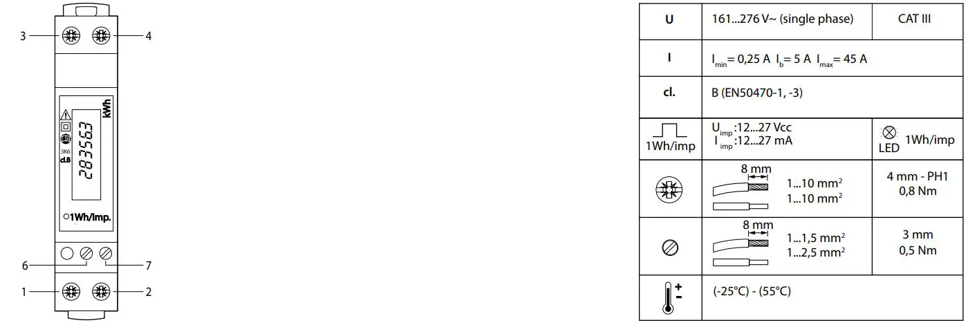 legrand LE08979AD Single-Phase Meter Instruction Manual - Wiring diagram