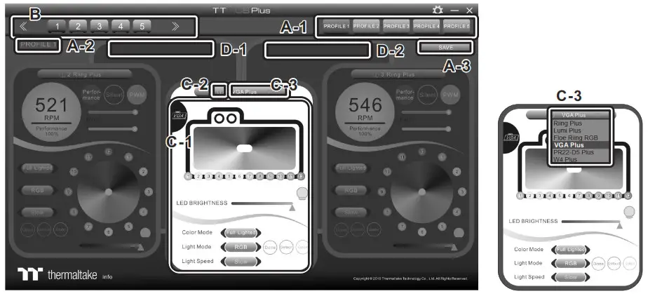 thermaltake Pacific V-RTX 30803090 Plus VGA Water Block - Software User Interface