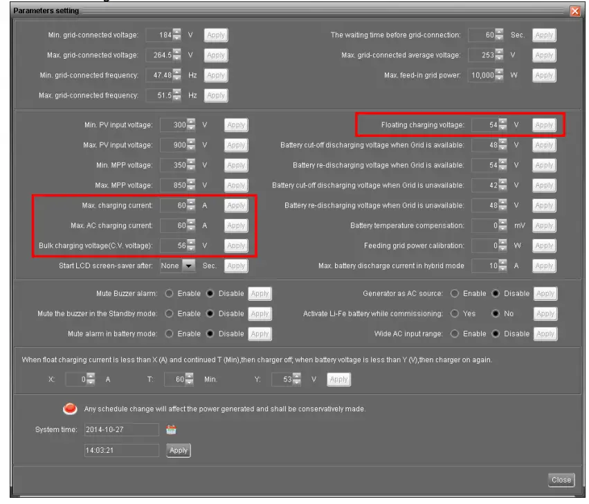 PowerWalker Solar Inverter Svn 15 Kva On-Grid Charger 3 Phase - screen from software