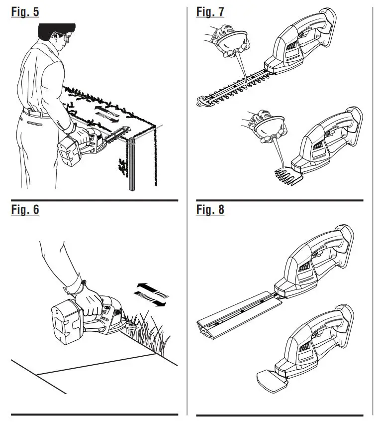 RYOBI 18 Volt Grass Shear Shrubber P2900 Instruction Manual - Fig 5 to 8