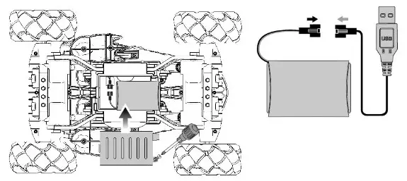 Qiankun Toys Factory 11810 Stunt Drift Dino Vehicle Remote Control- Battery installation for vehicle
