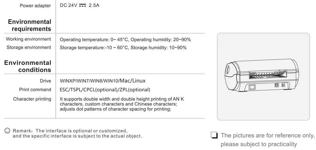 RONGTA RP422 Thermal Shipping Label Printer User Manual - Printing Parameters