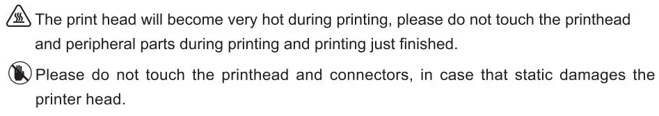 RONGTA RP422 Thermal Shipping Label Printer User Manual - Safety Warning