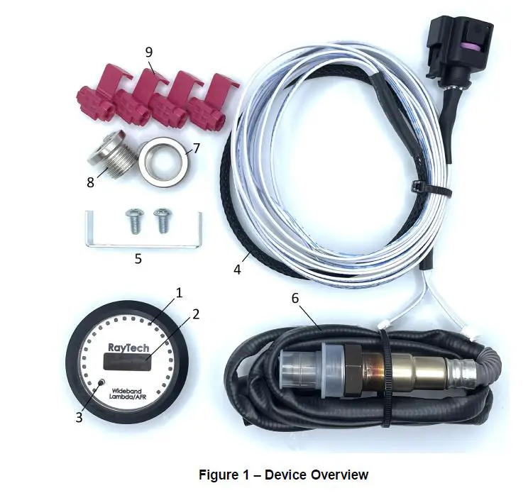 RayTech Automotive LambdaGauge Digital Wideband Air or Fuel Ratio Gauge Device fig 1