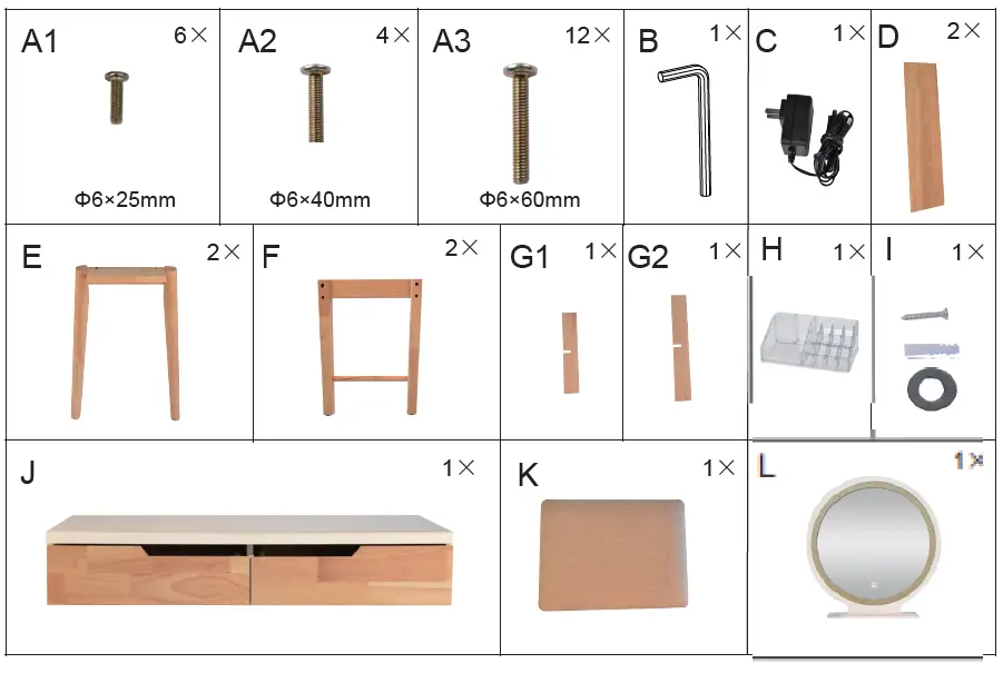 vManoMano HW1083 Vanity Table 1