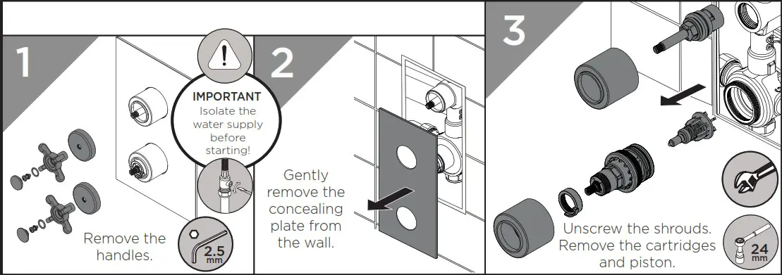 BRISTAN N2 SHCVO C D8 Recessed Thermostatic Dual Control Shower Valve - Maintenance