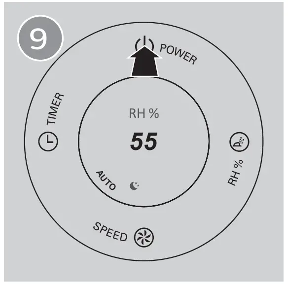 Switch the humidifier on and of