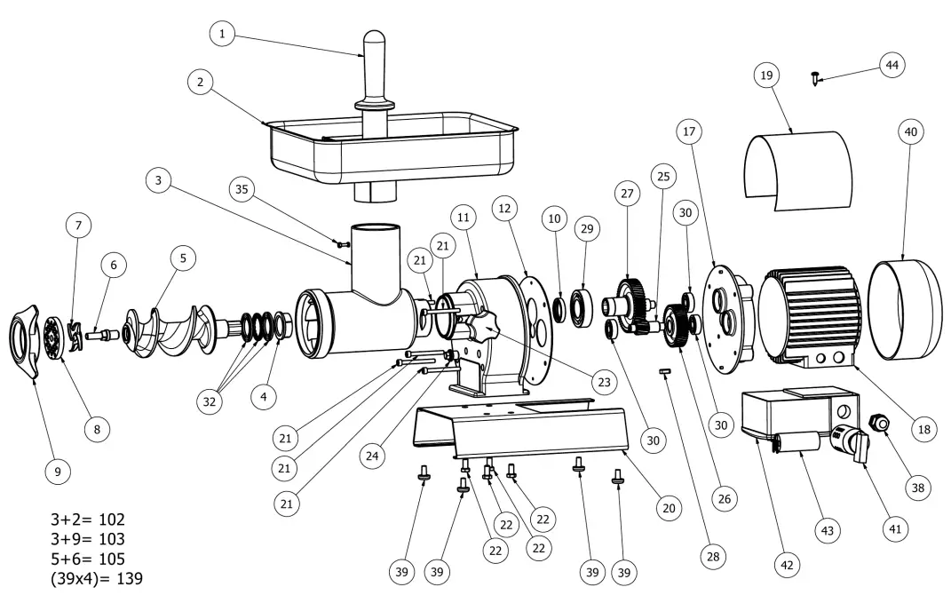 OMCAN MG IT 0032 Meat Grinder - Fig