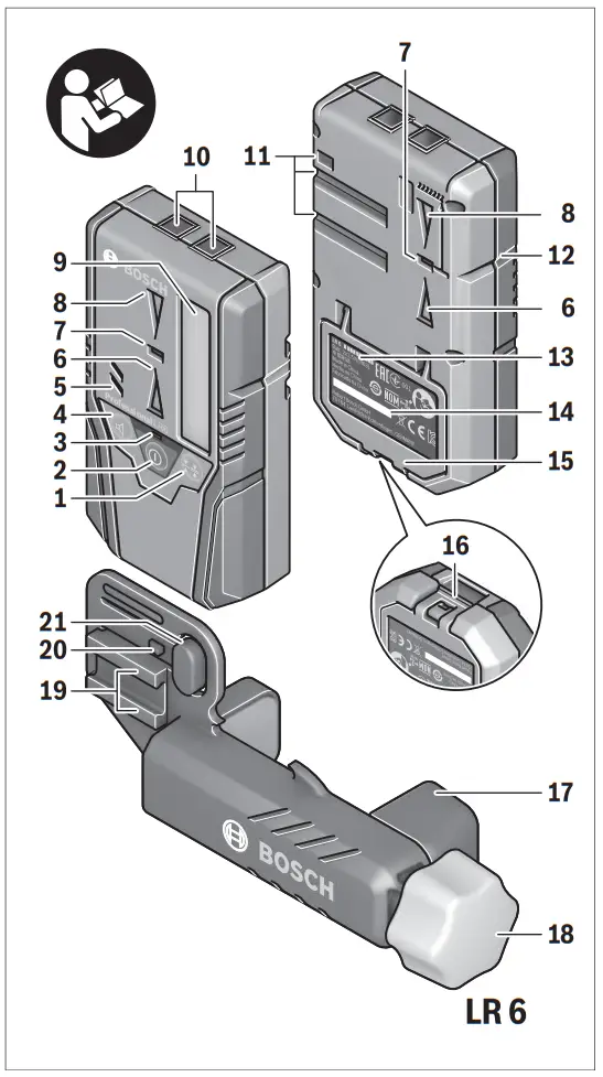 BOSCH LR 6 Professional 165 Ft Red Beam Line Laser Receiver fig
