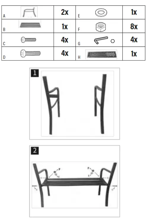 909 Outdoor B098F7H9HJ Steel Garden Bench - fig