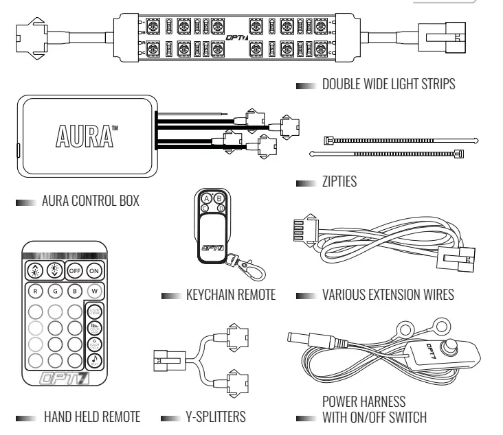 OPT7 LIGHTING AURA Double Row Motorcycle Multi-Color LED Light fig 1