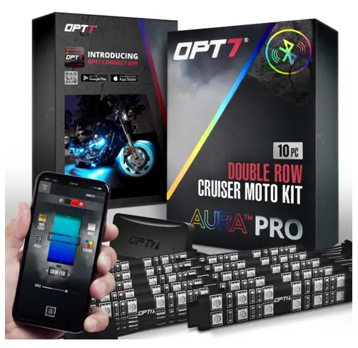 OPT7 LIGHTING AURA Double Row Motorcycle Multi-Color LED Light qr code