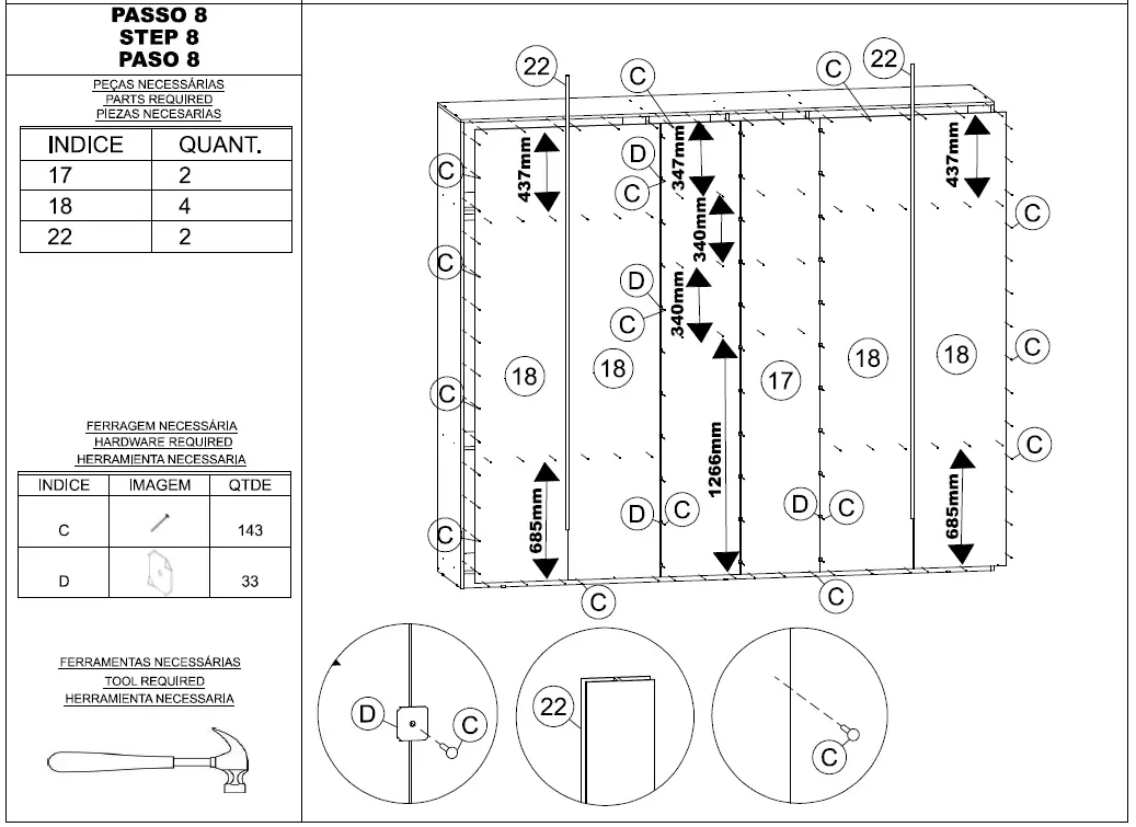 Herva PH-1720 6 Door Wardrobe 11