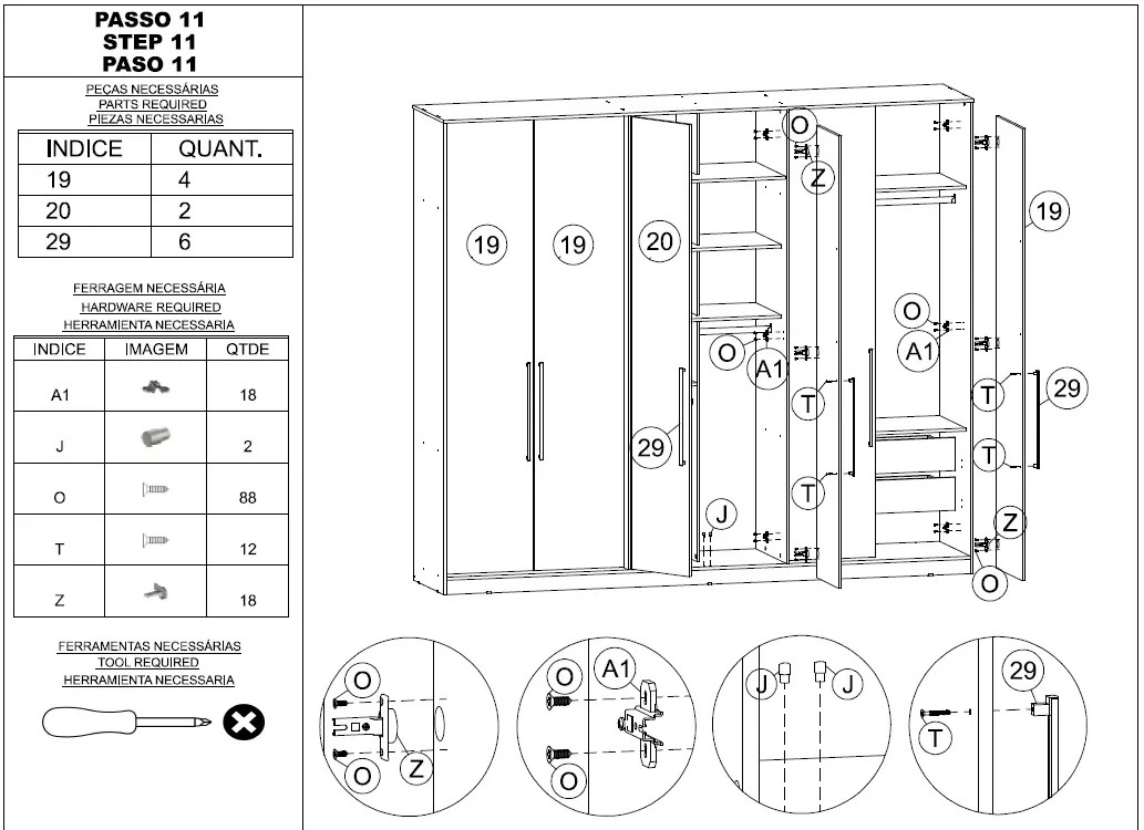 Herva PH-1720 6 Door Wardrobe 14
