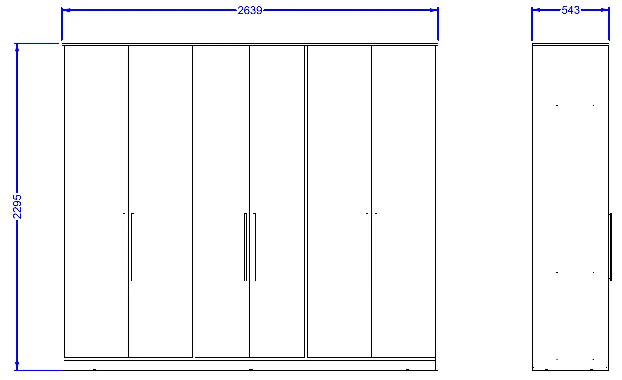 Herva PH-1720 6 Door Wardrobe 3