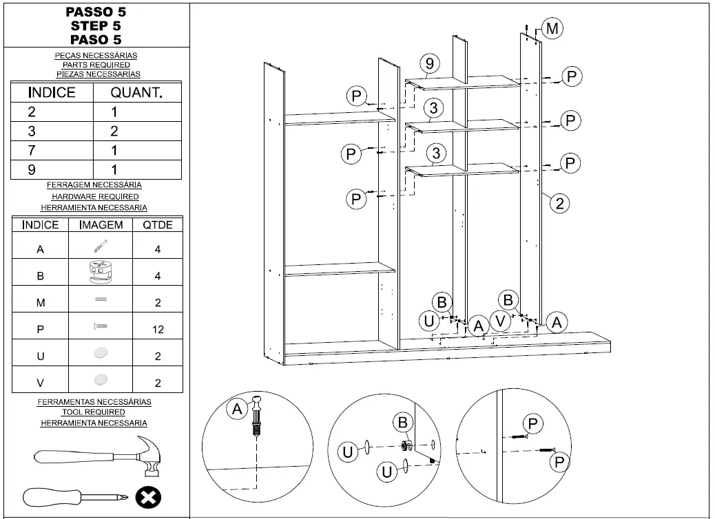Herva PH-1720 6 Door Wardrobe 8