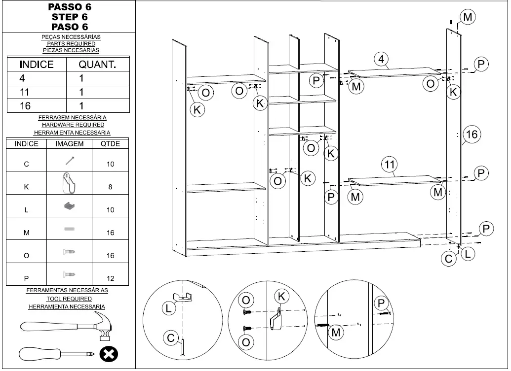 Herva PH-1720 6 Door Wardrobe 9