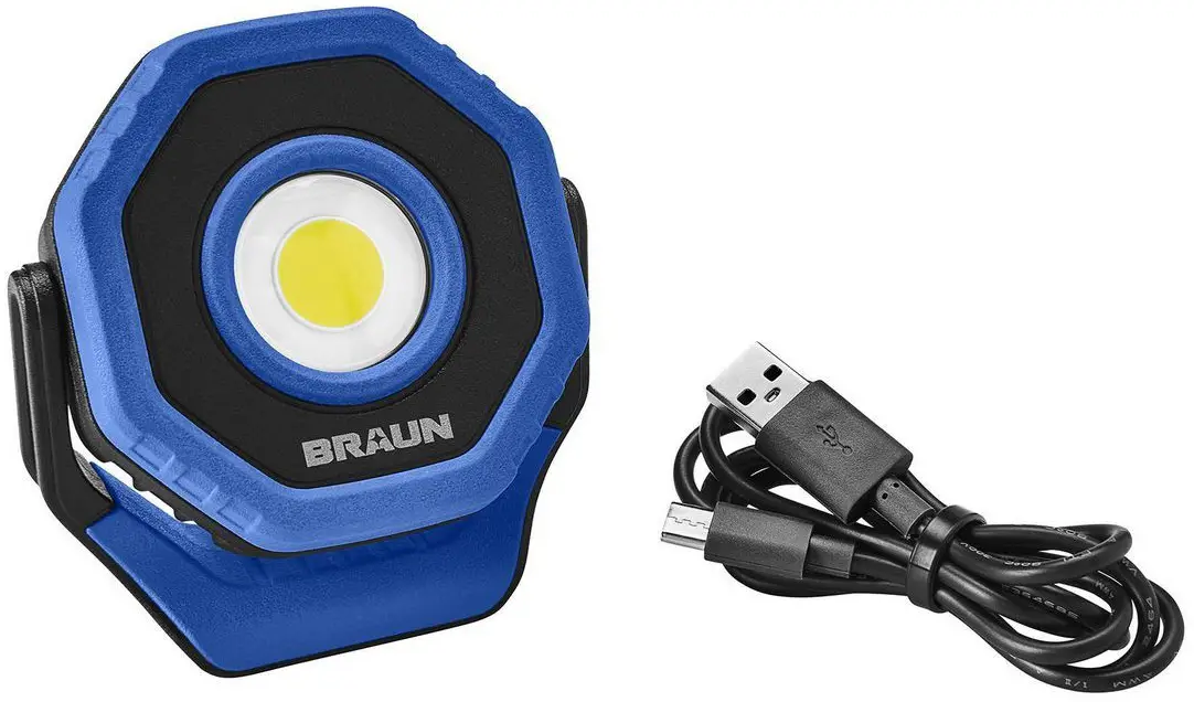BRAUN 59225-UPC 750 Lumen Rechargeable Ultracompact Magnetic LED Floodlight, Blue