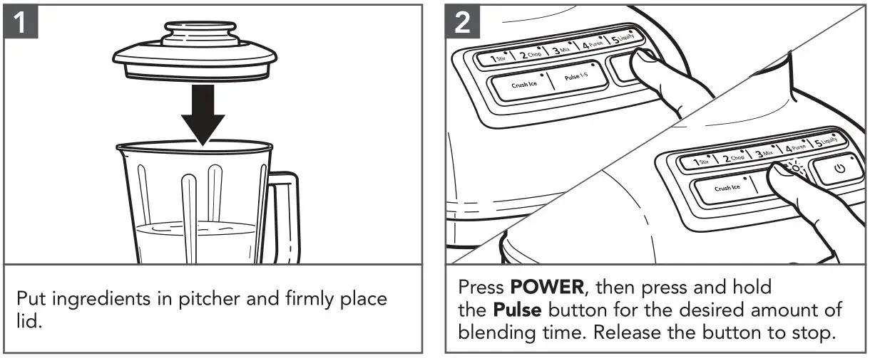 KitchenAid KSB1575 Stand Blender - USING PULSE MODE 1,2