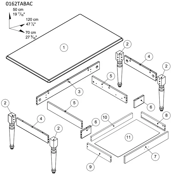 DEDEMAN 0162TABAC Cottage Coffee Table - overview 2