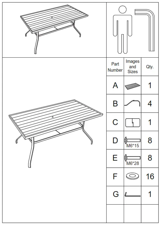 NUU GARDEN TA103-WZC Steel Dining Table - 1