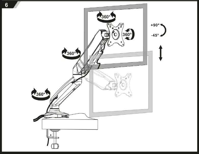 ACT AC8311 Gas Spring Monitor Desk Mount 12