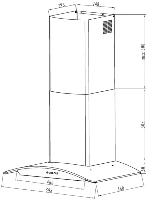Robinhood RWV3CL6G Wall Canopy Curved Glass A1