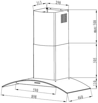 Robinhood RWV3CL6G Wall Canopy Curved Glass A2