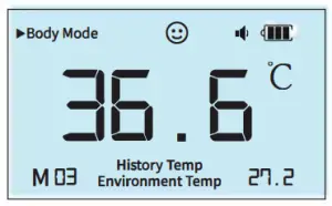 DURALINE Automatic Forehead Thermometer Touchless Infared - History temperature query