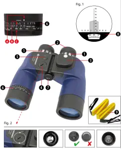 BRESSER 1866932 BinoSail 7×50 WP Compass Binoculars - figure 1