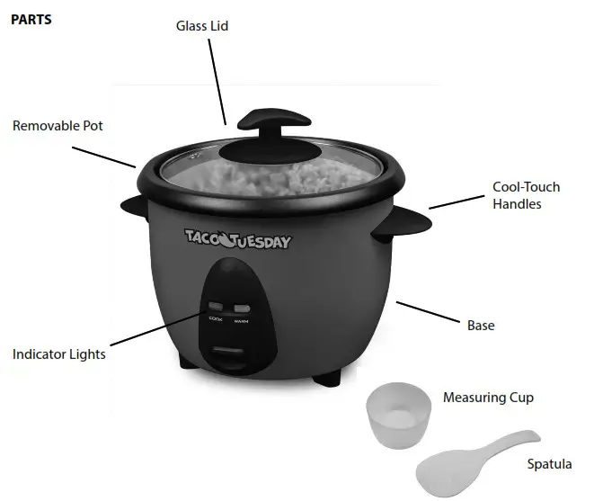NOSTALGIA TACO TUESDAY 6-Cup Rice Cooker TTRC6RD- PARTS