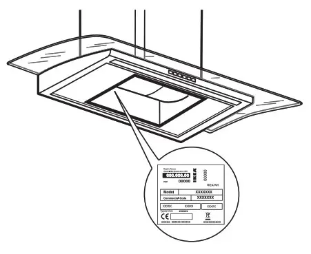IKEA 303 921 34 BALANSERAD Balanserad Wall Mounted Extractor Hood- internal side