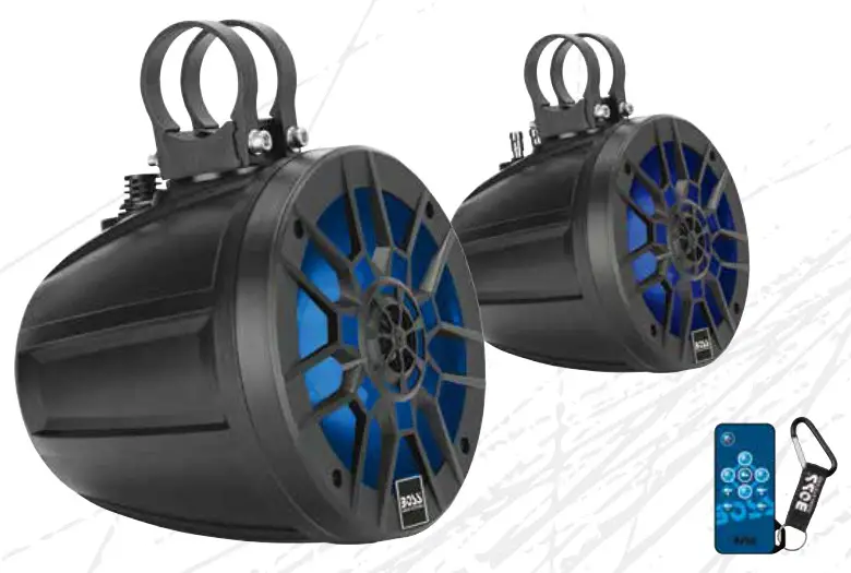 BOSS B6RGB 6.5 Inch 165mm 2 Way Amplified MarinePowersports Roll CageWaketower Speaker Pods - Cover