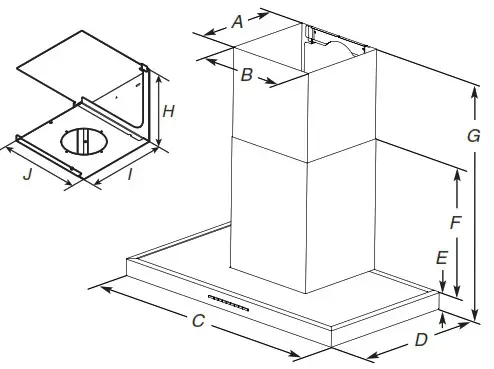 JENNAIR JVR0436HS 36 Inch Wall Mount Canopy Hood - Product Dimensions