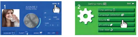 AQUA IONIZER PRO IONHEALTH Touch Water Ionizer - administor mode