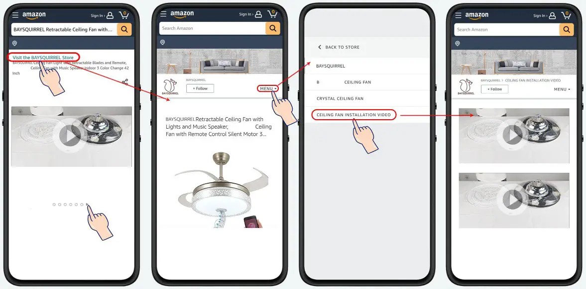 BAYSQUIRREL BS LY 9078 Ceiling Fan with Light - Ceiling Fan Light Installation Video 1