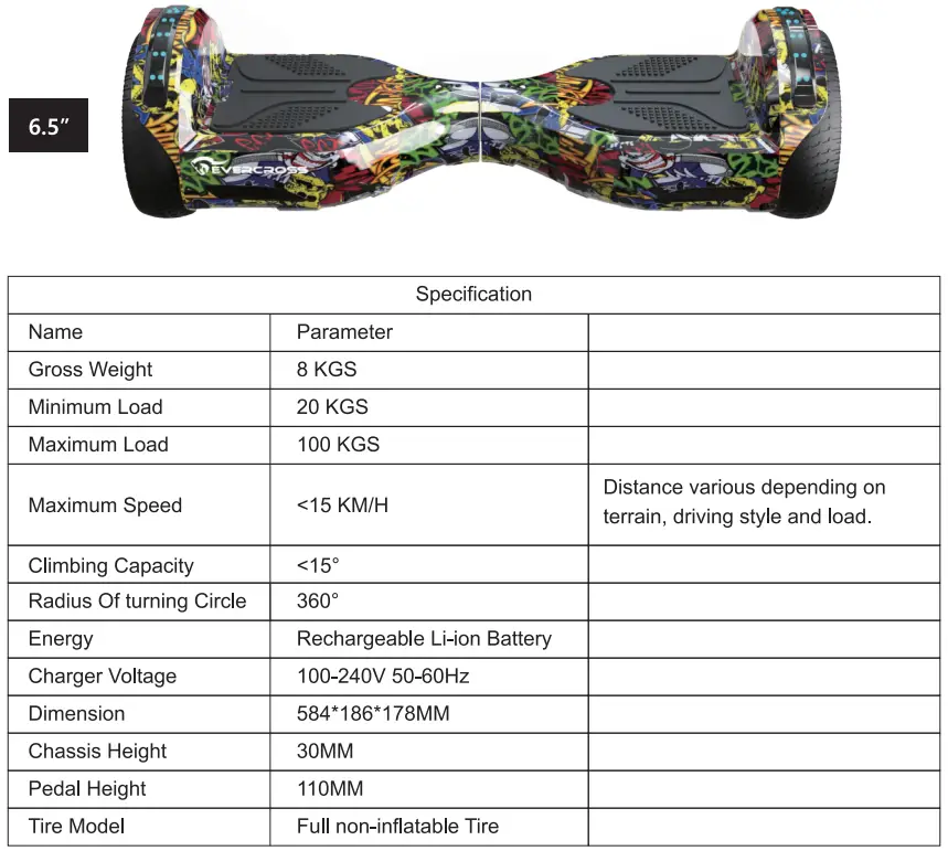 Specification of the Electric Scooter