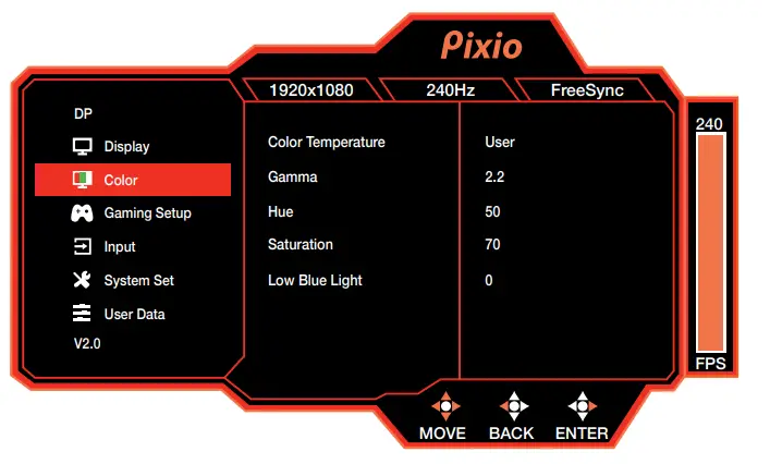 pixio PX279 Prime 27 inch 1080p 240Hz 1ms G2G HDR Gaming Monitor - Set 3