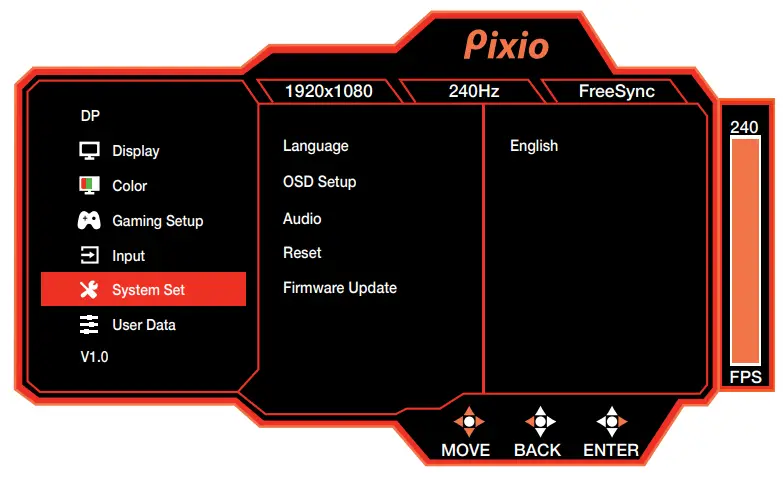 pixio PX279 Prime 27 inch 1080p 240Hz 1ms G2G HDR Gaming Monitor - Set