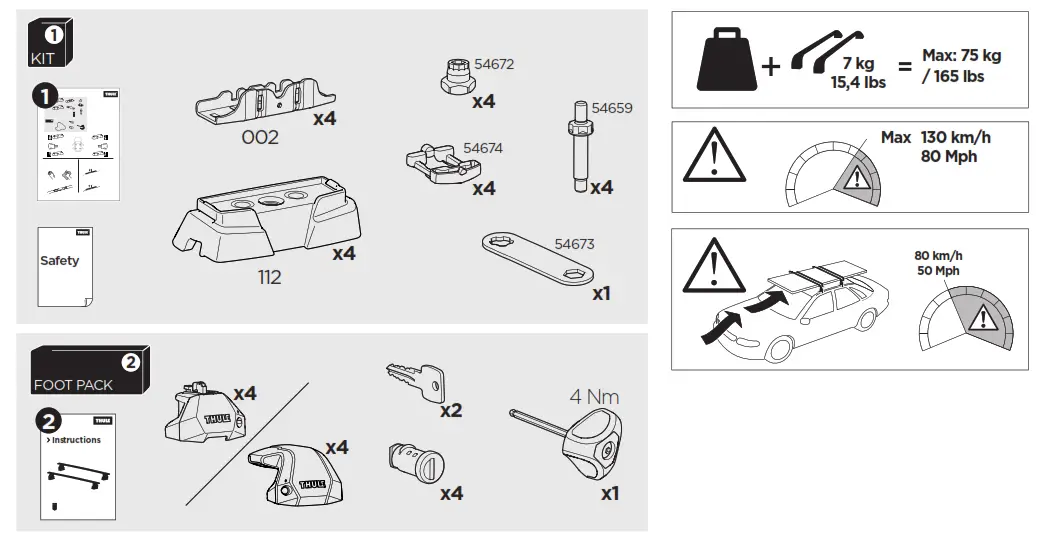 THULE 187089 Roof Rack Custom Fit Kit - 1